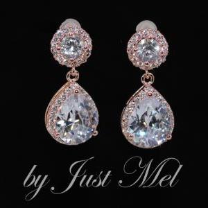 Wedding Earrings, Bridesmaid Earrings, Bridal Jewelry - Rose Gold